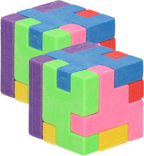 2x stuks voordelige kronkel breinbreker kubus puzzel van 3 x 3 cm