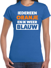 Iedereen oranje ik blauw t-shirt blauw voor dames - Koningsdag shirts