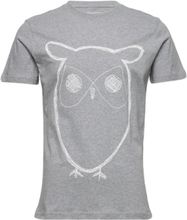 Alder Big Owl Tee - Gots/Vegan T-shirts Short-sleeved Grå Knowledge Cotton Apparel*Betinget Tilbud