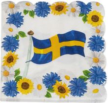 Små servetter svenska blommor 25 cm, 16-pack