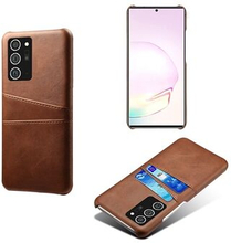 KSQ Hard Cover Double Card Slots PU Leather Coated Plastic Phone Case for Samsung Galaxy Note 20/Not