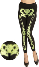Svarta Leggings med Neonfärgat Skelettprint