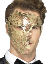Guldfärgad Filigree Phantom Ögonmask i Metall