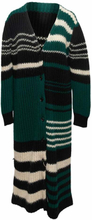 Mørkegrønn flerfarget Marni Virgin Wool Longline Cardigan pre-eide