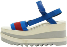 Stella McCartney Blue/Red Striped Fabric Platform Sandals