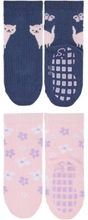 Sterntaler ABS-sokker i dobbeltpakke med kat og blomster blå