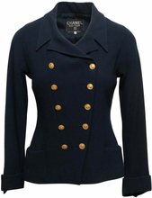 Vintage Navy Chanel Boutique Double-Breasted Jacket Pre-Eide