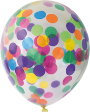 6 stk Klara Ballonger med Flerfärgad Konfetti 30 cm