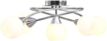 vidaXL Taklampa med keramikskärmar för 5 E14-lampor vit klot