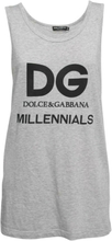 Dolce Gabbana Gray Mélange Knit Millennials Print Tank Top
