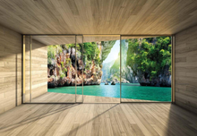 Fototapet Fondvägg Tropical Lagoon 3D Modern Window View Photo (368 cm x 254 cm )