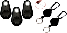 Bluetooth Nøglefinder Sort - 3 Stk Pakke med Udtrækkelige Nøgleringe, Yoyo-Snor & Karabinhage - 2 Stk