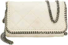 Pre-owned White Quilted Faux Leather Falabella Shaggy Deer Flap Bag