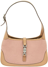 Pre-owned Pink/Beige Canvas and Leather Small Jackie O Hobo