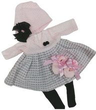 Dukkekjole Nyfødte piger 45 cm uld lyserød / grå