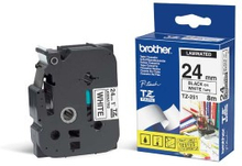Brother TZe-tape 24 mm svart på hvitt T:Svart/B:Hvit