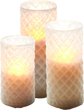 3x stuks luxe led kaarsen in glas H12,5 cm, H15 cm en H17,5 cm