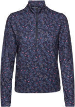 W Micro Floral Cloudspun 1/4 Zip T-shirts & Tops Long-sleeved Marineblå PUMA Golf*Betinget Tilbud