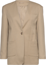 2Nd Mira - Daily Satin Touch Blazers Single Breasted Blazers Beige 2NDDAY*Betinget Tilbud