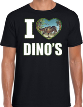 I love dino's foto shirt zwart voor heren - cadeau t-shirt T-Rex dino's liefhebber