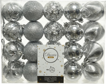 40x Zilveren kerstballen 6 cm kunststof mix
