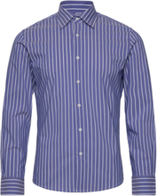 Slim Fit Striped Cotton Shirt Skjorte Business Blå Mango*Betinget Tilbud