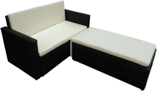 Garden sofa set 7 pieces black poly rattan