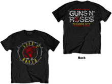 Guns N"' Roses: Unisex T-Shirt/Rose Circle Paradise City (Back Print) (Small)