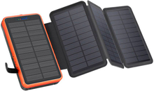 Lippa Foldbar Solcelle PowerBank 20.000 mAh 10.5W 2 x USB-A m. Lommelygte - Sort / Orange