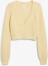 Cropped oversize knit cardigan - Yellow
