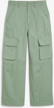 Cargo trousers low waist loose fit cotton - Green