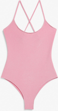 Glitzy scoop neck swimsuit - Pink