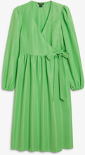 Puff sleeve wrap midi dress - Green
