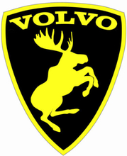 Emblem Sköld Volvo Stegrande Älg Svart/Gul - HÖGER
