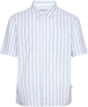 Cfalvin Ss Striped Waffel Shirt Tops Shirts Short-sleeved Blue Casual Friday