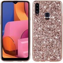 Sparkle Sequins Electroplating TPU Frame+PC Phone Protective Case for Samsung Galaxy A20s