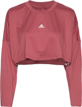 Hyperglam Cut 3-Stripes Lightweight Over D Sweatshirt Crop Tops Long-sleeved Crop Tops Rosa Adidas Performance*Betinget Tilbud