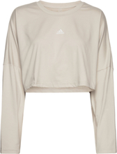 Hyperglam Cut 3-Stripes Lightweight Over D Sweatshirt Crop Tops Long-sleeved Crop Tops Hvit Adidas Performance*Betinget Tilbud