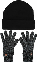Winterset zwarte muts en zwart/grijze handschoenen voor kinderen