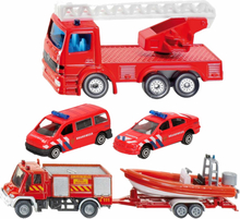 Brandweer wagens uitgebreide speelgoed set 5-delig die-cast