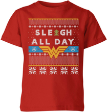 Wonder Woman 'Sleigh All Day Kids' Christmas T-Shirt - Red - 3-4 Years - Red