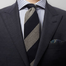 Eton Marinblå & grårandig slips i ull, siden &...