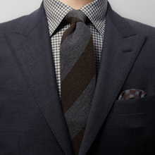 Eton Brun & grårandig slips i ull, siden & polyamid