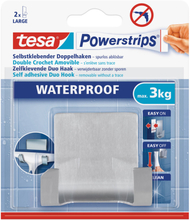 1x Tesa RVS dubbelehaak waterproof Powerstrips klusbenodigdheden 6 x 7 cm
