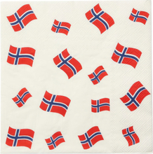 Servetter Norska Flaggor - 16-pack
