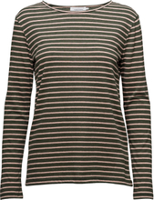Nobel Ls Stripe 3173 T-shirts & Tops Long-sleeved Kakigrønn Samsøe Samsøe*Betinget Tilbud