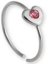 Circle With Heart And Pink Stone - Näspiercing