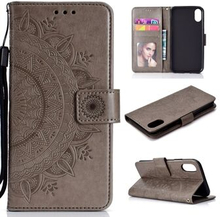 Indtrykt Mandala Pattern Wallet Lædertaske til iPhone XS Max