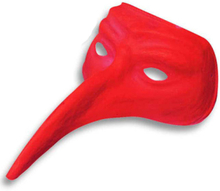 Rød Venetiansk Maske Med Lang Nese - Kan Males!