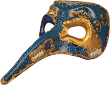 BLÅ Venetiansk "Zanni" Maske Med Lang Nese